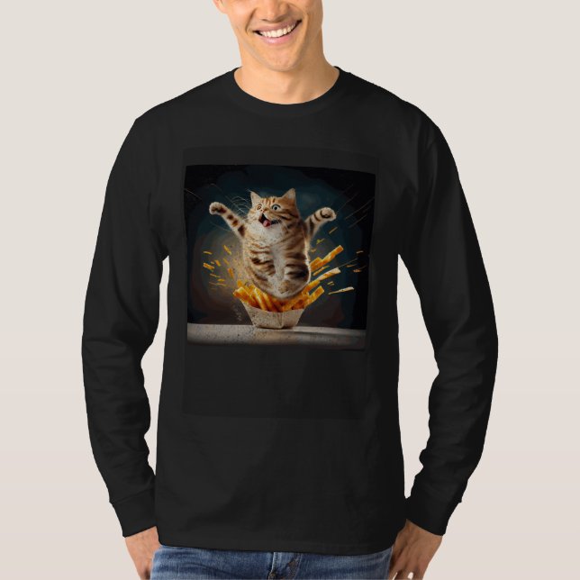 Camiseta Cat Backfloating French Fries (Frente)
