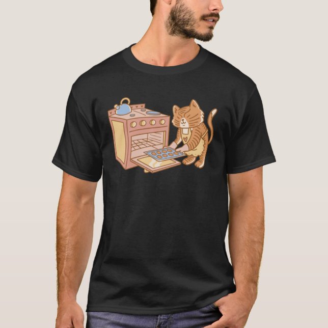 Camiseta Cat baking cookies and biscuits in the kitchen men (Frente)