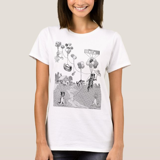 Camiseta Cat Balloon Trip, Louis Wain (Frente)