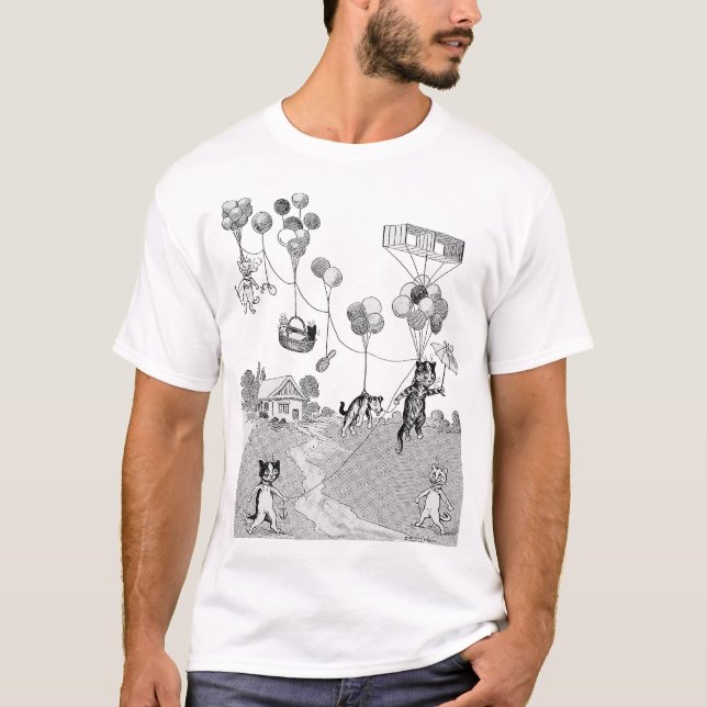 Camiseta Cat Balloon Trip, Louis Wain (Frente)