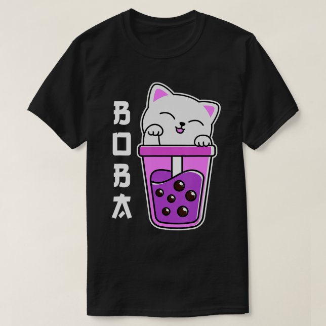 Camiseta Cat Boba Anime Bubble Tea Neko Girls Kawaii Girls (Frente do Design)