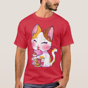 Camiseta Cat Boba Tea Anime Kawaii Neko Bubble Tea Tea Gir