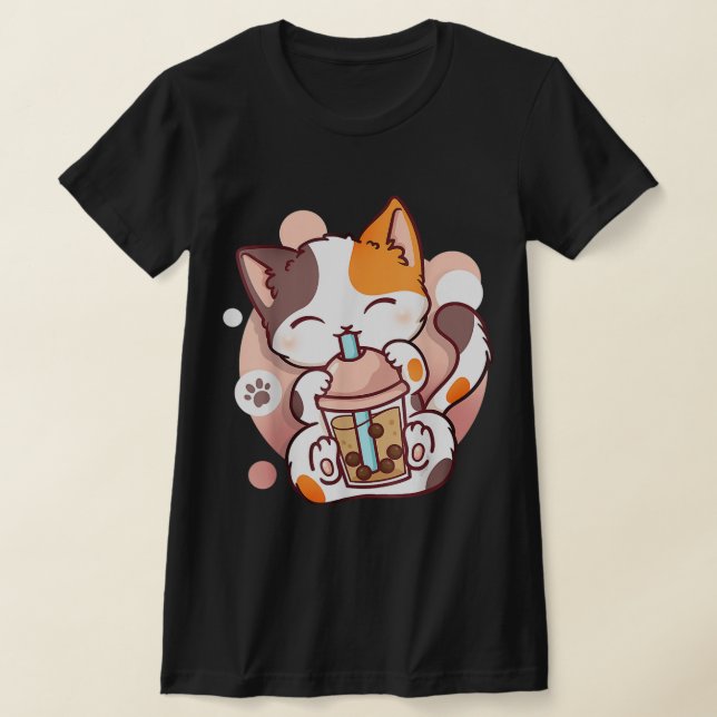 Camiseta Cat Boba Tea Bubble Tea Anime Kawaii Neko (Postura )