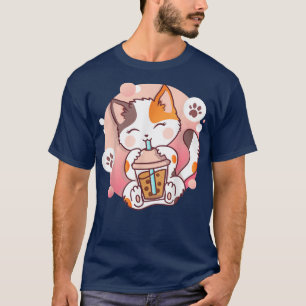Camiseta Cat Boba Tea Bubble Tea Anime Kawaii Neko