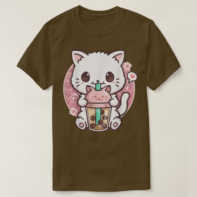 Camiseta Cat Boba Tea Bubble Tea Anime Kawaii Neko Gift Gir (Frente do Design)