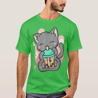 Camiseta Cat Boba Tea Bubble Tea Anime Kawaii Neko Gift Gir