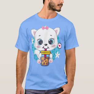 Camiseta Cat Boba Tea Bubble Tea Anime Kawaii Neko Gift Gir