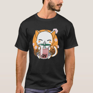 Camiseta Cat Boba Tea Bubble Tea Anime Kawaii Neko Gifts Gi