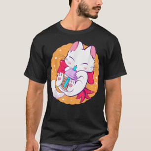 Camiseta Cat Boba Tea Bubble Tea Anime Kawaii Neko Japanese