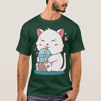 Camiseta Cat Boba Tea Bubble Tea Anime Kawaii Neko Japonês