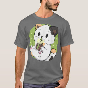 Camiseta Cat Boba Tea Bubble Tea Anime Kawaii Neko Japonês