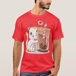 Camiseta Cat Boba Tea Bubble Tea Anime Kawaii Neko Kids Tea