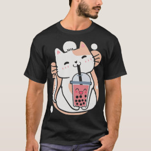 Camiseta Cat Boba Tea Bubble Tea Anime Kawaii Neko Milktea
