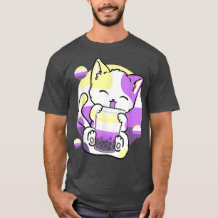 Camiseta Cat Boba Tea Bubble Tea Anime Kawaii Neko Nonbinar