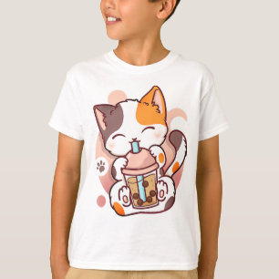 Camiseta Cat Boba Tea Bubble Tea Anime Kawaii Neko para Gar