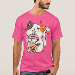 Camiseta Cat Boba Tea Bubble Tea Anime Kawaii Neko Teen Gir