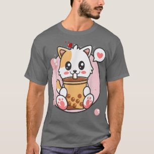 Camiseta Cat Boba Tea Bubble Tea Kawaii Anime Japonesa