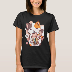Camiseta Cat Boba Tea Bubble Tea Neko