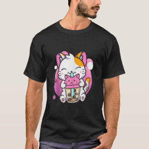 Camiseta Cat Boba Tea Kawaii Anime Gifes Engraçados Para Mu