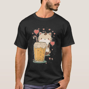 Camiseta Cat Boba Tea Kawaii Gatinho Bble Tea Anime