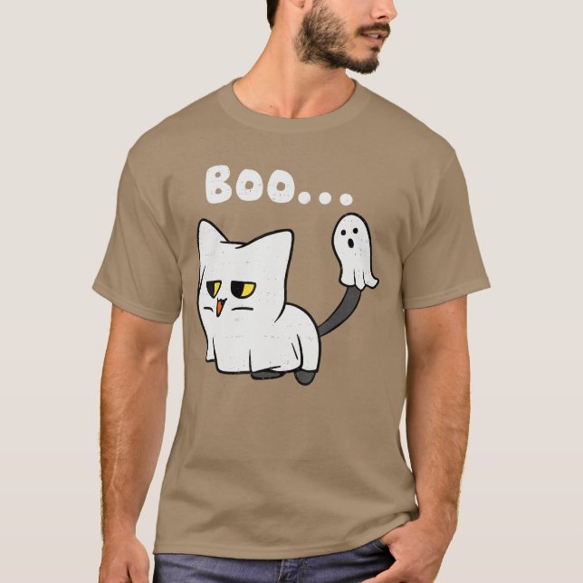 Camiseta Cat Boo Ghost Cute Kitty Spooky Funny Halloween Me (Frente)