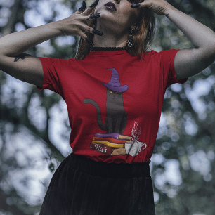 Camiseta Cat Books Potion and Spells Halloween Personalized