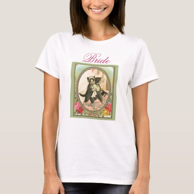 Camiseta Cat Bride and Groom Wedding Day (Frente)