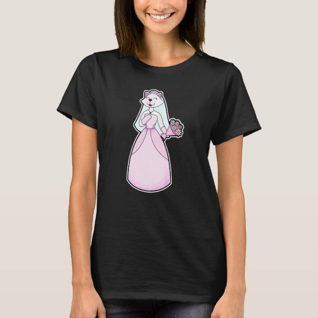 Camiseta Cat Bride Bunch of flowers Wedding   (Frente)