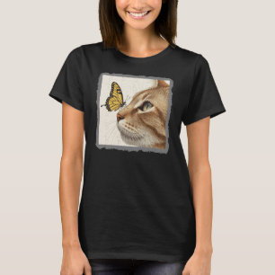 Camiseta Cat & Butterfly Abstrato Art