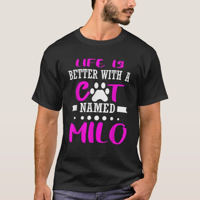 Camiseta Cat Chamada Milo Funny Cut Cat Mãe Proprietário do (Frente)