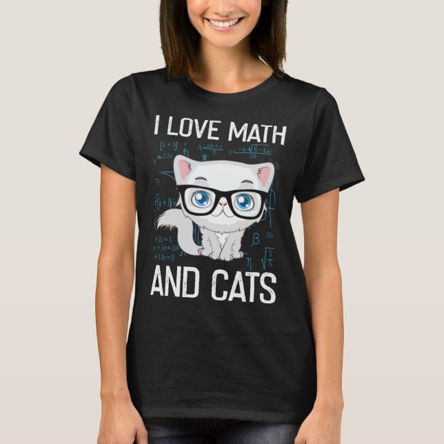 Camiseta Cat Christian Gif I Love Math And Cats (Frente)
