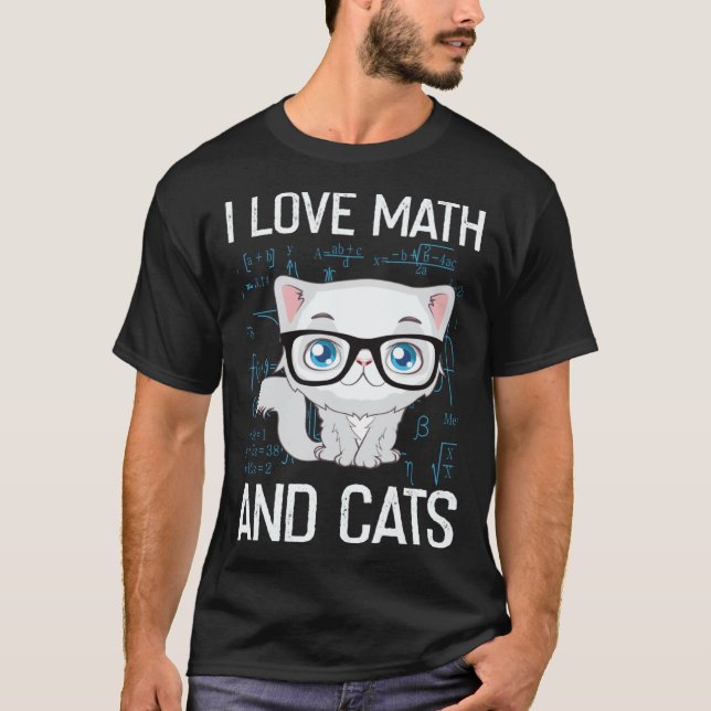 Camiseta Cat Christian Gif I Love Math And Cats (Frente)