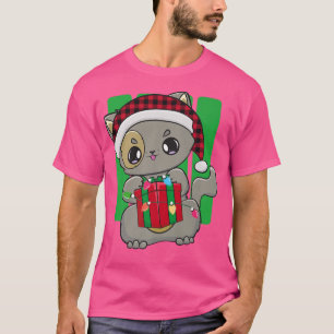 Camiseta Cat Christmas Eve Kitten Chibi Cute Kawaii Anime S