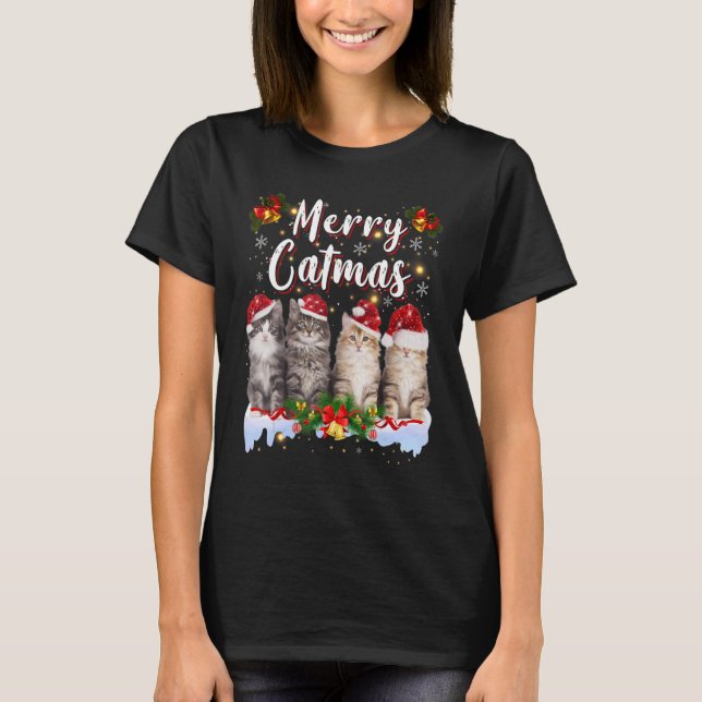 Camiseta Cat Christmas Family Matching Merry Catmas Pajamas (Frente)