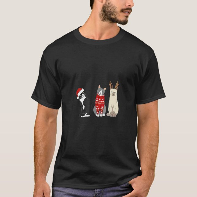 Camiseta Cat Christmas  Meowy Merry Catmas Cat (Frente)