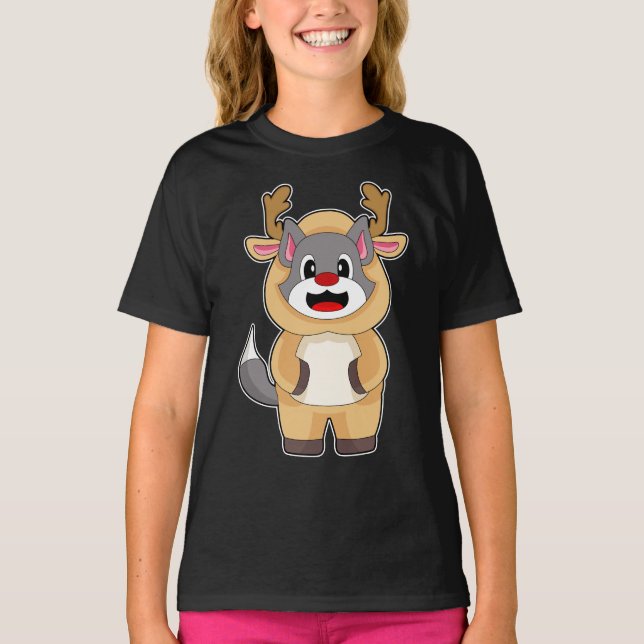 Camiseta Cat Christmas Reindeer (Frente)