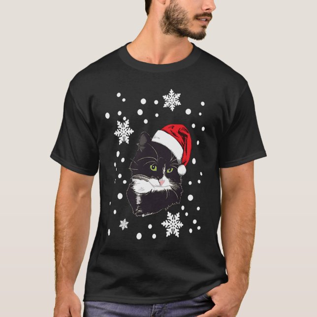 Camiseta cat christmas snow  idea winter snowflake (Frente)