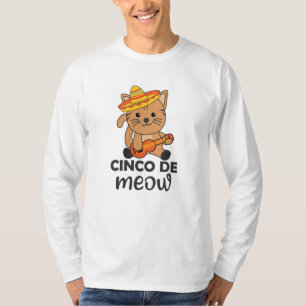 Camiseta Cat Cinco De Meow Cats Sombrero Mexicanos