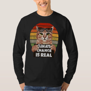 Camiseta Cat Climate Change É Um Gato De Ciência Do Dia Da