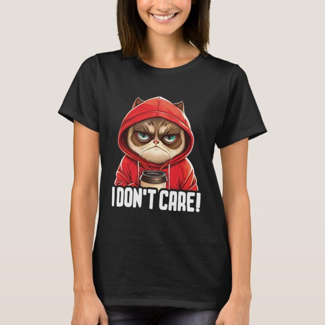 Camiseta Cat Coffee I Cat I Don t Care (Frente)