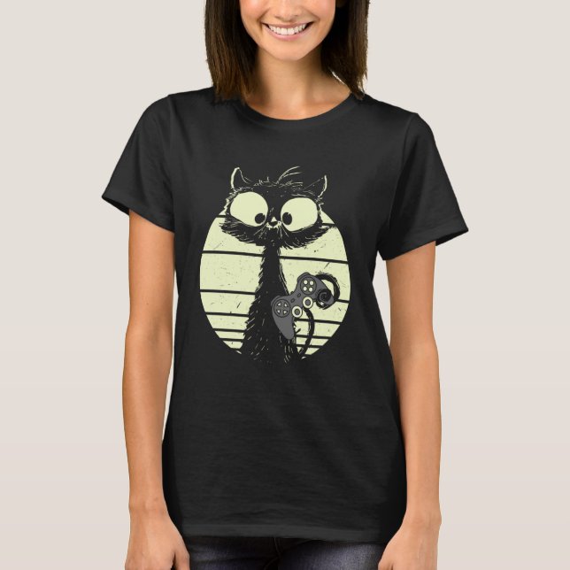 Camiseta Cat com Console de Jogos Controlador de Jogos para (Frente)