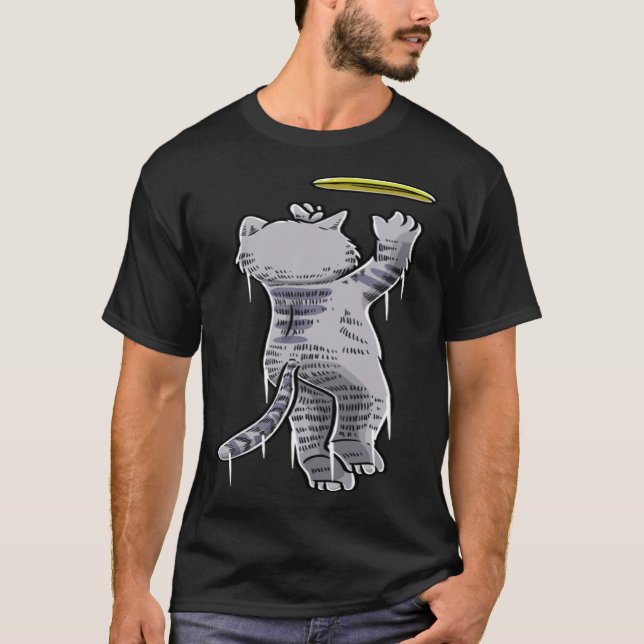 Camiseta Cat com Disco Frisbee Disco Disco Disco Disco Disc (Frente)