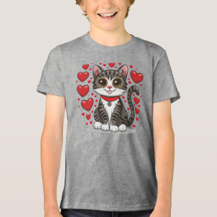 Camiseta Cat com símbolos de amor Clipart-85245
