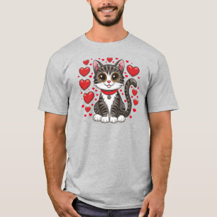 Camiseta Cat com símbolos de amor Clipart-85245