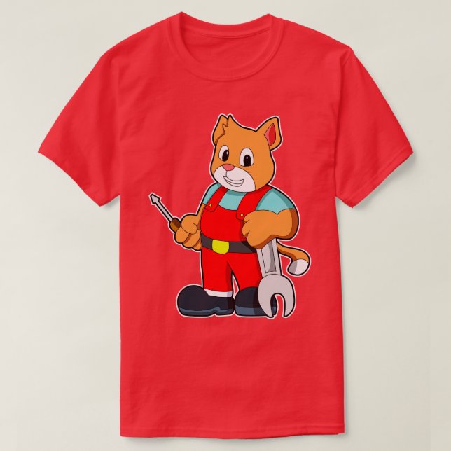 Camiseta Cat como engenheiro de Mecatrônica com Ferramenta (Frente do Design)