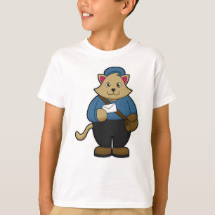 Camiseta Cat como Postman com Envelope & Bag