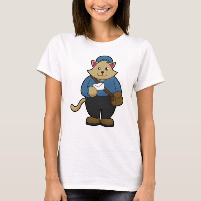 Camiseta Cat como Postman com Envelope & Bag (Frente)