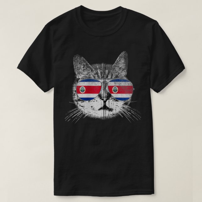 Camiseta Cat Costa Rica Bandeira País Retro Homens Mulheres (Frente do Design)