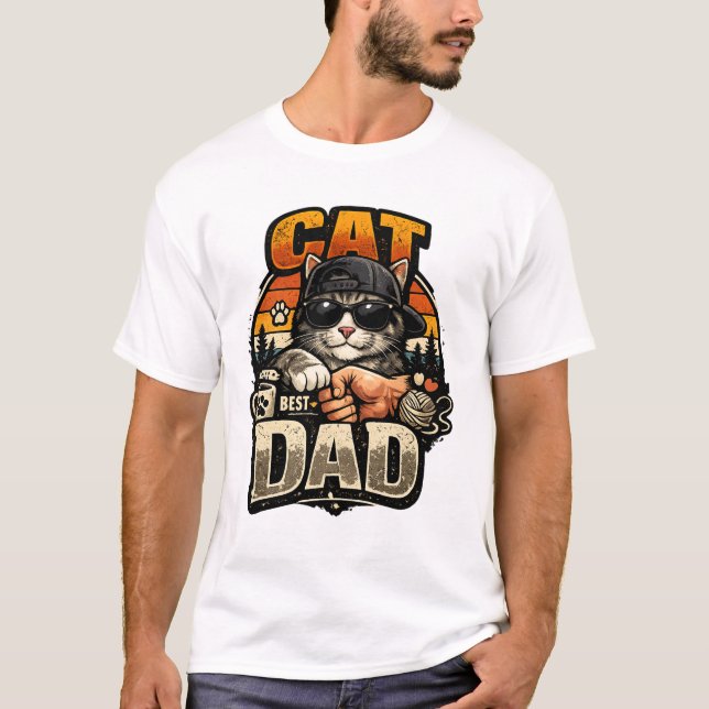 Camiseta Cat Dad – Cool Cat Father Graphic Design (Frente)