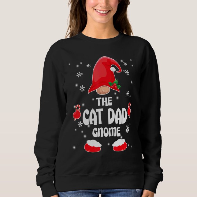 Camiseta Cat Dad Gnome Family Matching Christmas Pajama (Frente)